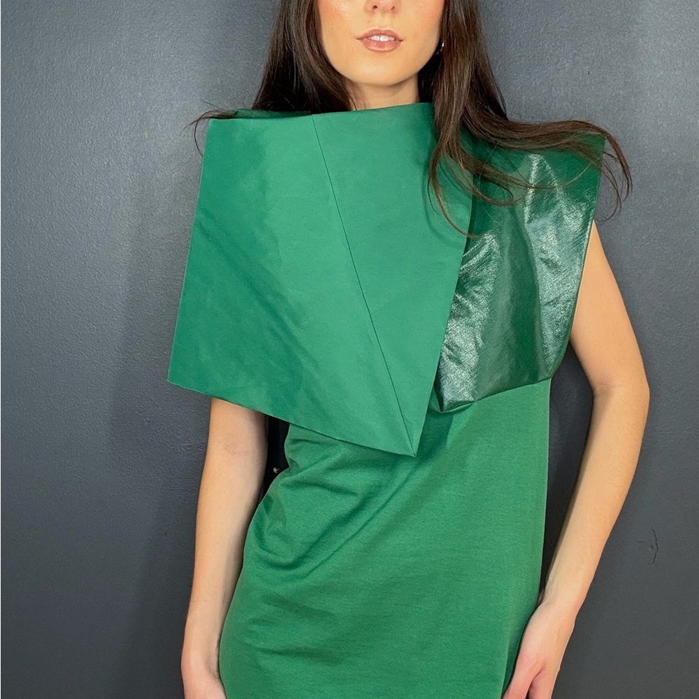 Rick Owens Green Asymmetrical Sheath Cocktail Dress - Picture 5 of 10